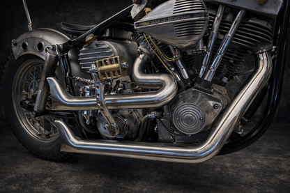 Edelstahl-Auspuffanlage mit Fishtails – Harley Davidson Shovelhead