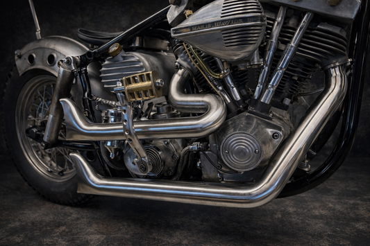 Edelstahl-Auspuffanlage mit Fishtails – Harley Davidson Shovelhead