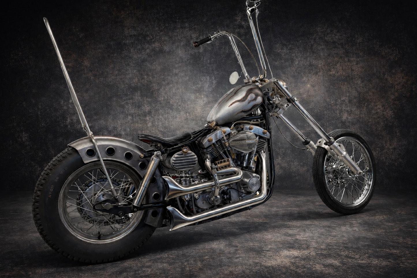 Edelstahl-Auspuffanlage mit Fishtails – Harley Davidson Shovelhead