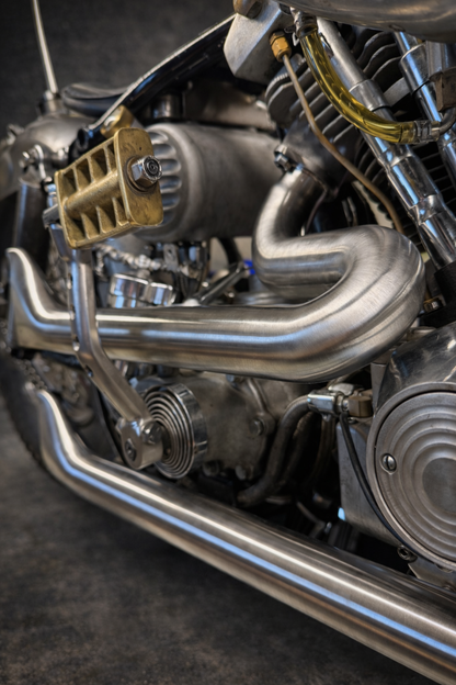 Edelstahl-Auspuffanlage mit Fishtails – Harley Davidson Shovelhead