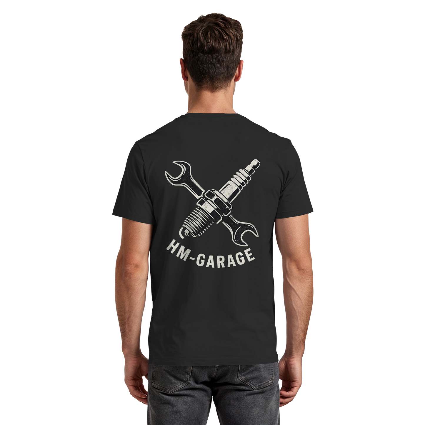 HM-GARAGE™ T-Shirt – Vintage Werkstatt Design für Motorrad-Fans & Schrauber | Oldschool Mechanic Shirt | Retro Biker Style - Premium Classic T-Shirt
