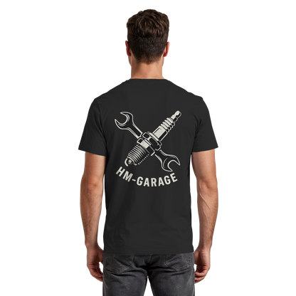 HM-GARAGE™ T-Shirt – Vintage Werkstatt Design für Motorrad-Fans & Schrauber | Oldschool Mechanic Shirt | Retro Biker Style - Premium Classic T-Shirt