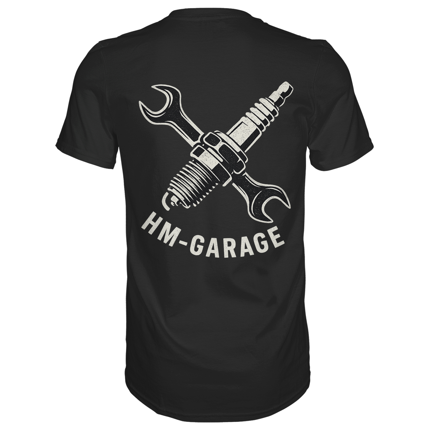 HM-GARAGE™ T-Shirt – Vintage Werkstatt Design für Motorrad-Fans & Schrauber | Oldschool Mechanic Shirt | Retro Biker Style - Premium Classic T-Shirt