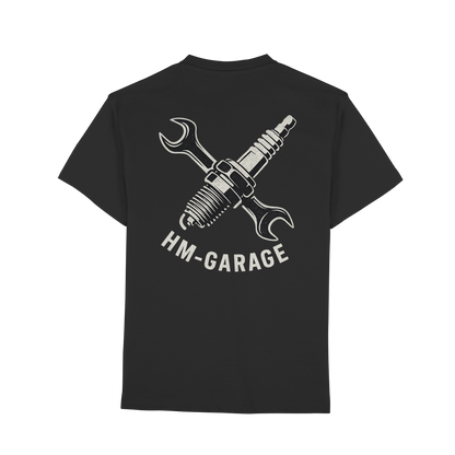 HM-GARAGE™ T-Shirt – Vintage Werkstatt Design für Motorrad-Fans & Schrauber | Oldschool Mechanic Shirt | Retro Biker Style - Premium Classic T-Shirt