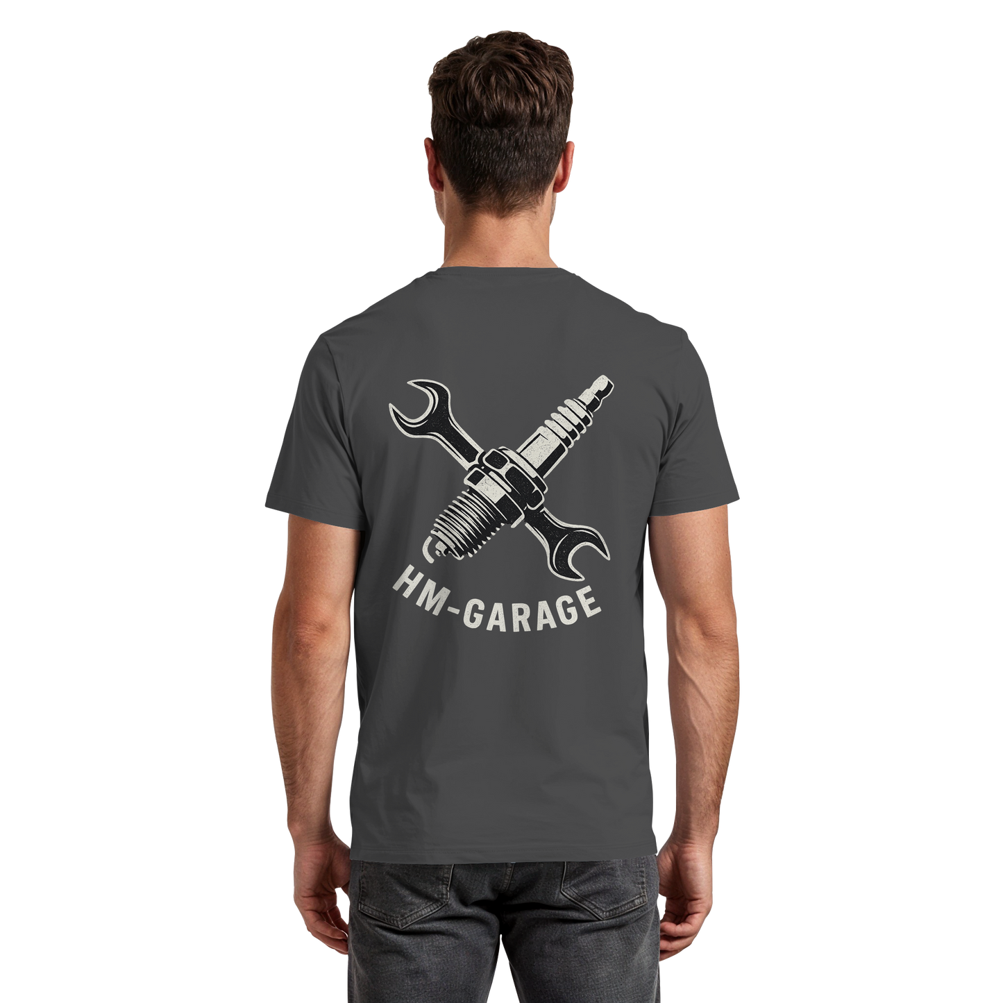 HM-GARAGE™ T-Shirt – Vintage Werkstatt Design für Motorrad-Fans & Schrauber | Oldschool Mechanic Shirt | Retro Biker Style - Premium Classic T-Shirt