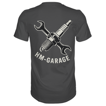 HM-GARAGE™ T-Shirt – Vintage Werkstatt Design für Motorrad-Fans & Schrauber | Oldschool Mechanic Shirt | Retro Biker Style - Premium Classic T-Shirt
