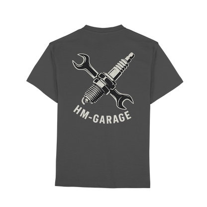 HM-GARAGE™ T-Shirt – Vintage Werkstatt Design für Motorrad-Fans & Schrauber | Oldschool Mechanic Shirt | Retro Biker Style - Premium Classic T-Shirt