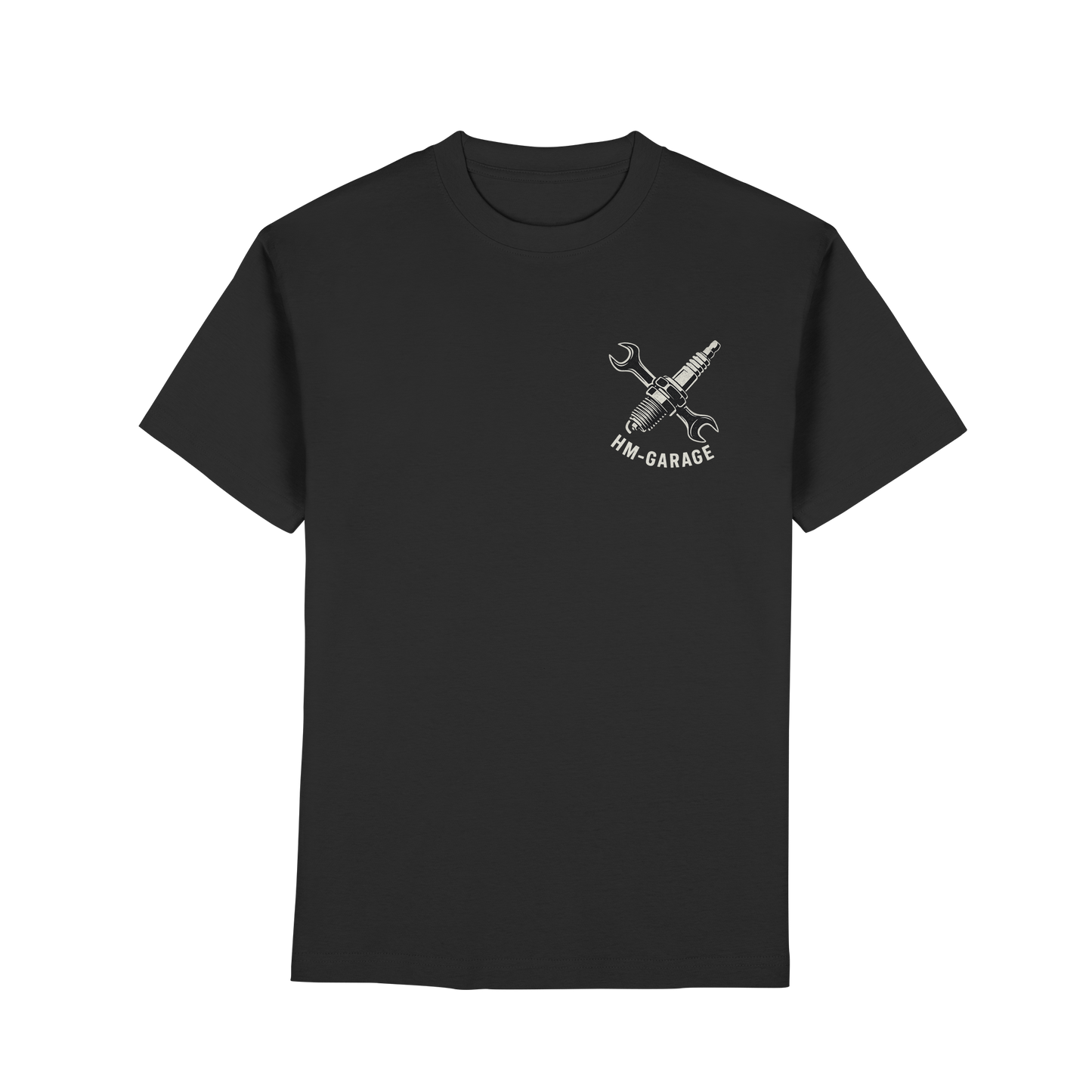 HM-GARAGE™ T-Shirt – Vintage Werkstatt Design für Motorrad-Fans & Schrauber | Oldschool Mechanic Shirt | Retro Biker Style - Premium Classic T-Shirt