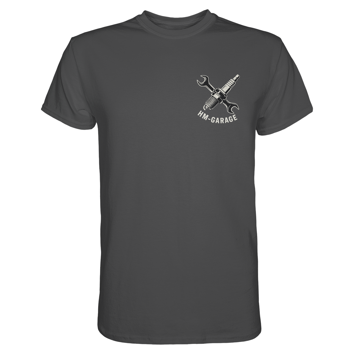 HM-GARAGE™ T-Shirt – Vintage Werkstatt Design für Motorrad-Fans & Schrauber | Oldschool Mechanic Shirt | Retro Biker Style - Premium Classic T-Shirt
