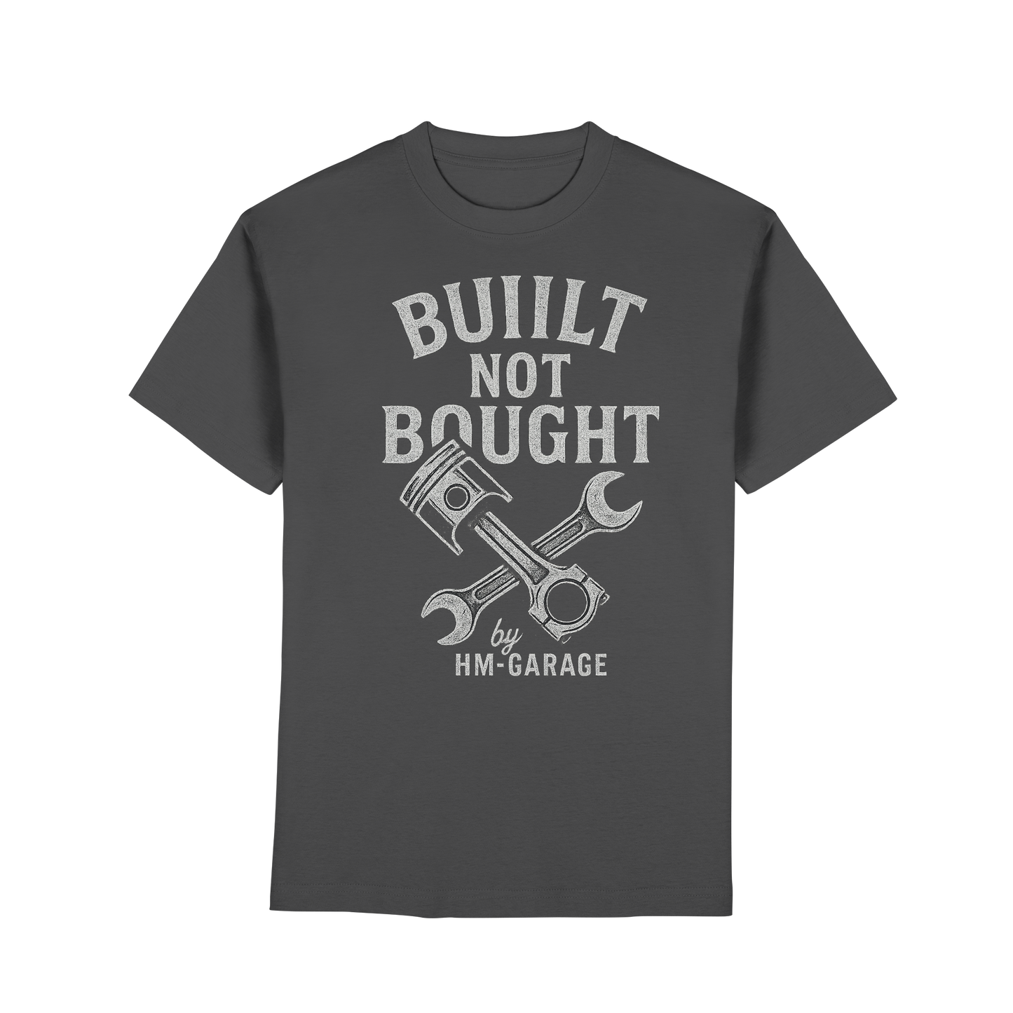 HM-GARAGE™ T-Shirt – “Built Not Bought” | Vintage Schrauber Shirt für Motorrad-Fans & Mechaniker | Oldschool Werkstatt Design - Premium Classic T-Shirt