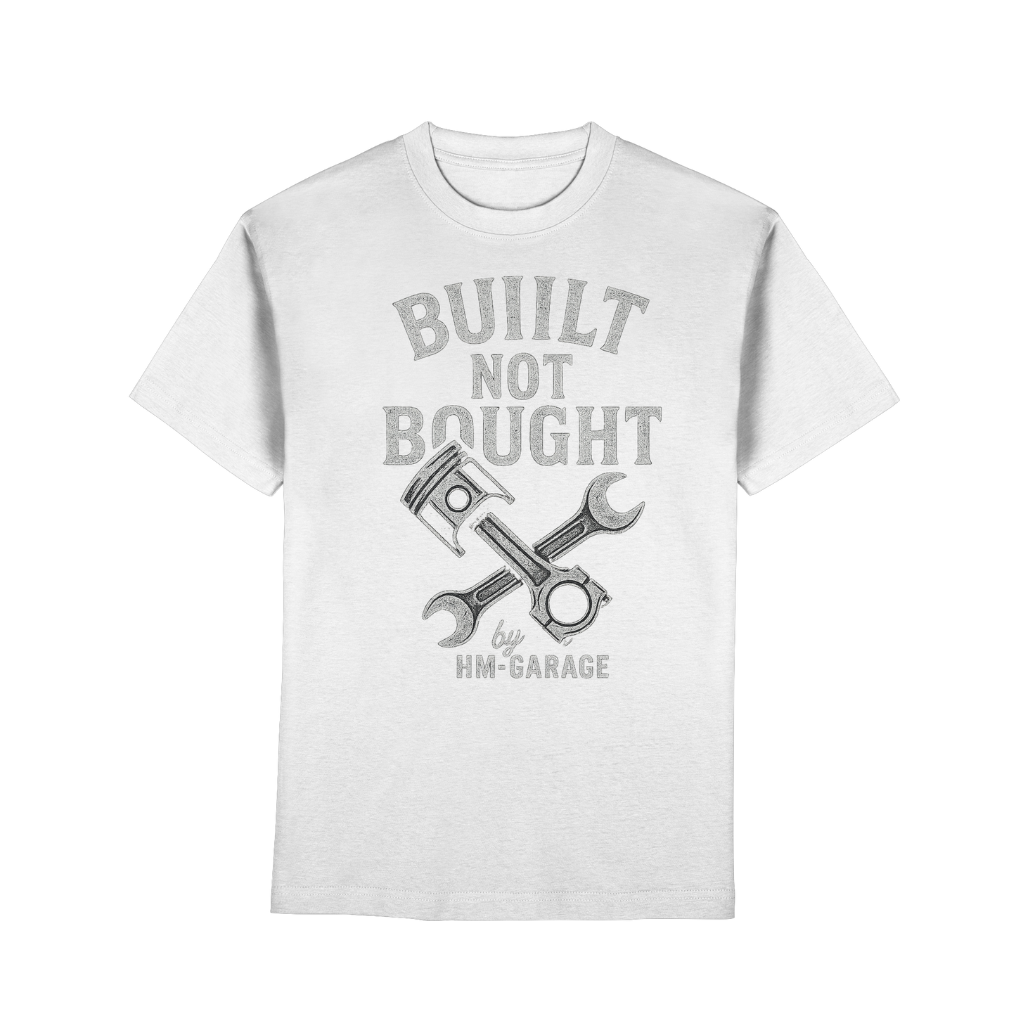 HM-GARAGE™ T-Shirt – “Built Not Bought” | Vintage Schrauber Shirt für Motorrad-Fans & Mechaniker | Oldschool Werkstatt Design - Premium Classic T-Shirt